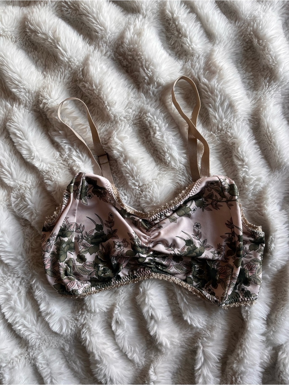 Spell Floral Print Bralette in Blush and Olive